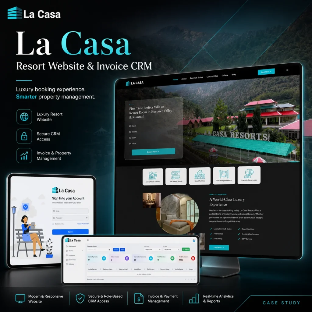 La Casa Resort Website & Invoice CRM Development